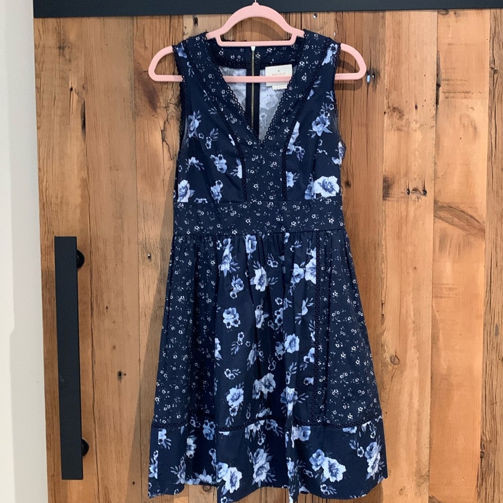 Kate Spade summer part dress. Navy with flowers